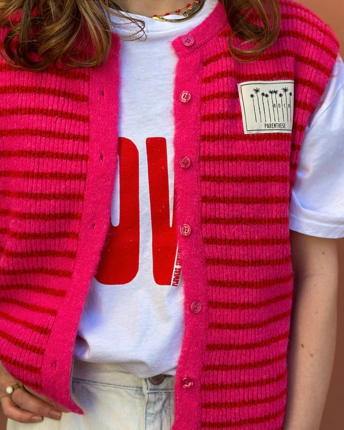 GILET RAYAS ROSE
