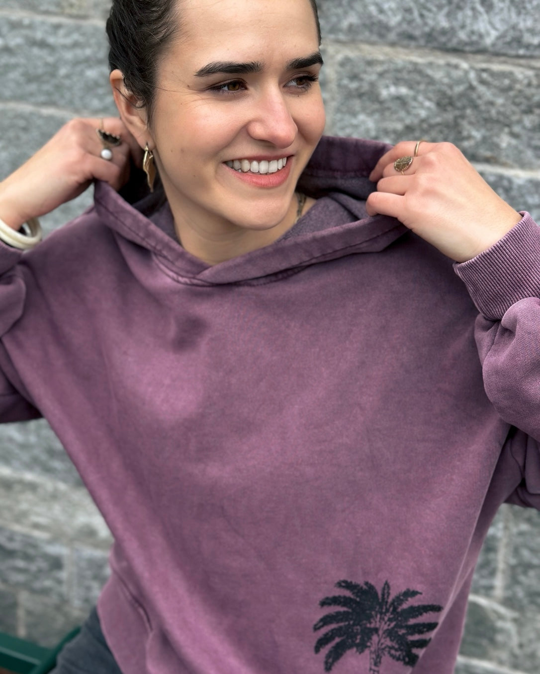 SWEAT À CAPUCHE PALMA PRUNE