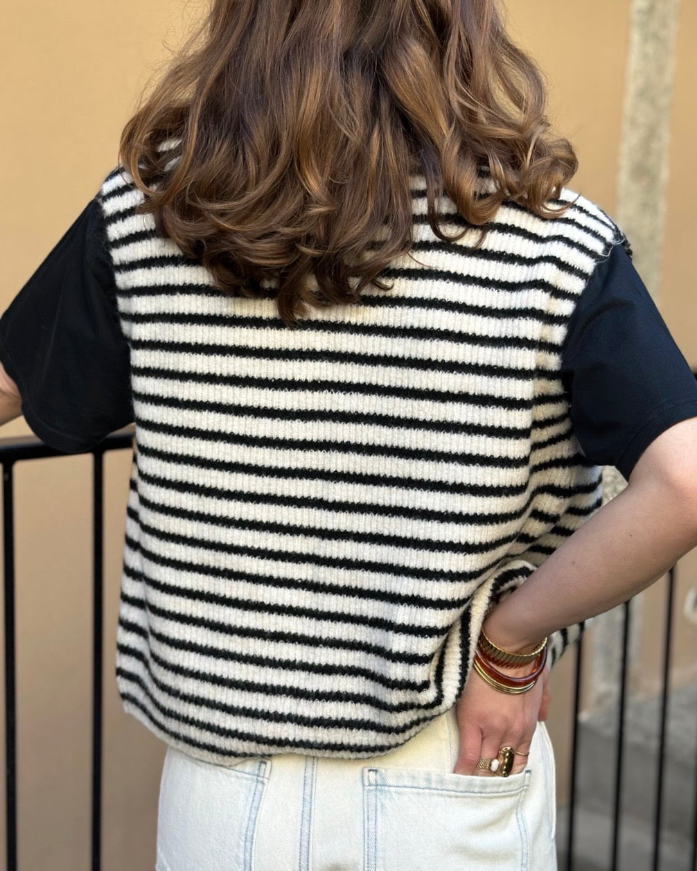 GILET RAYAS BLANC