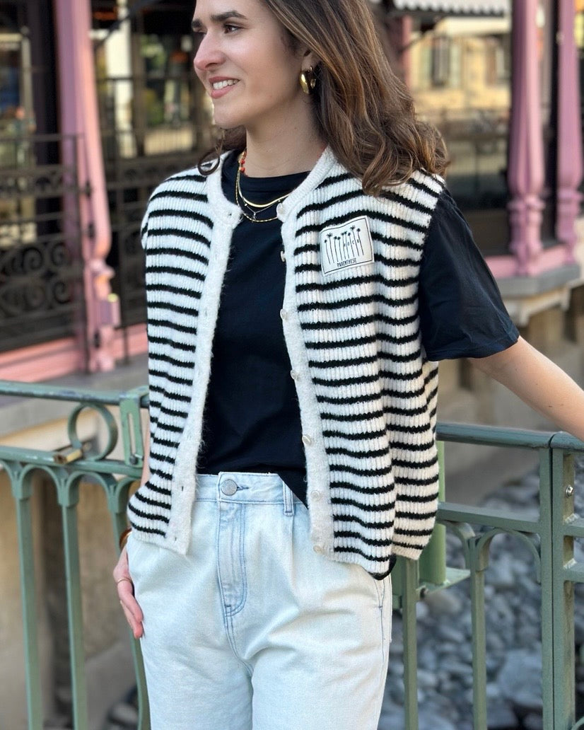 GILET RAYAS BLANC
