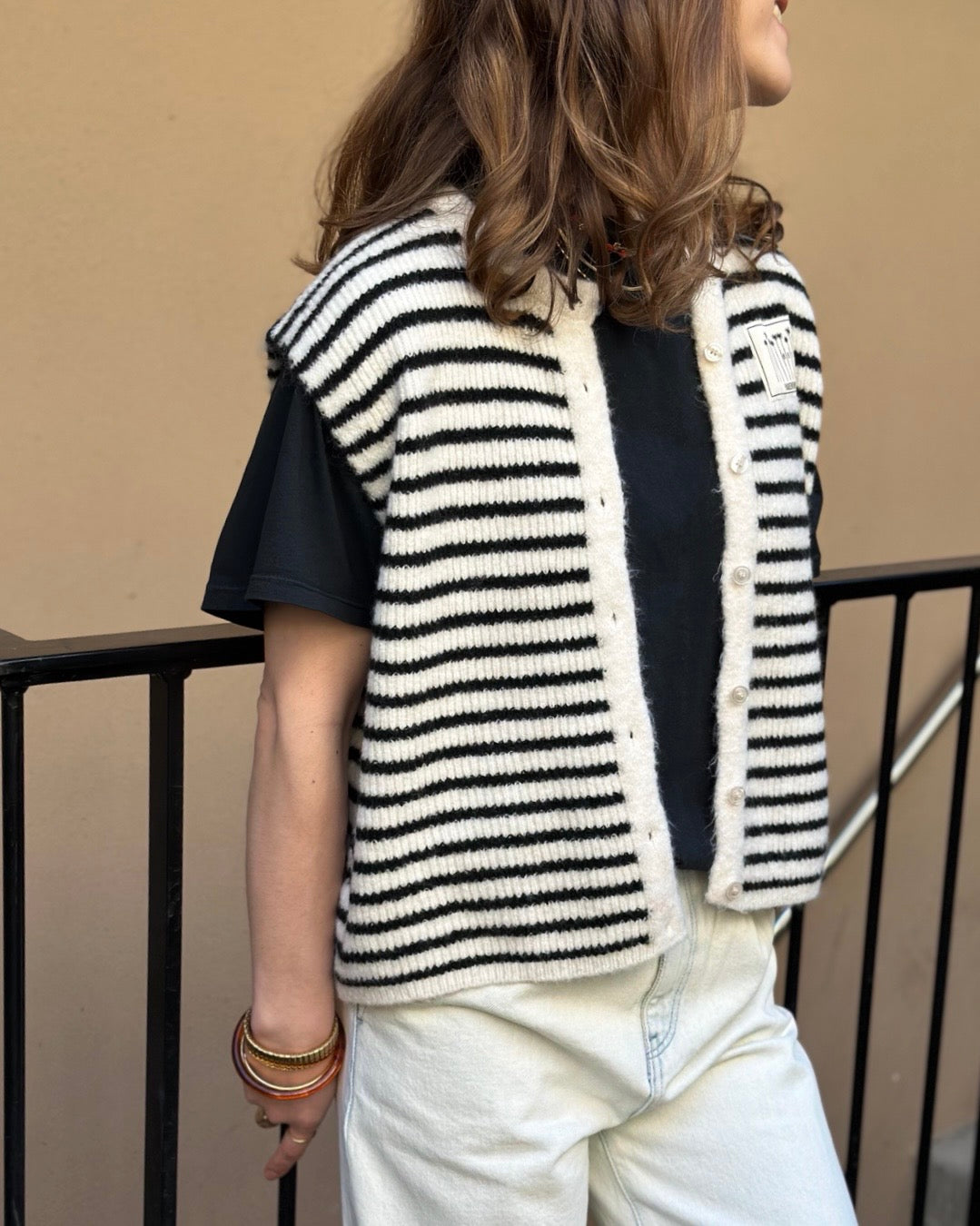 GILET RAYAS BLANC