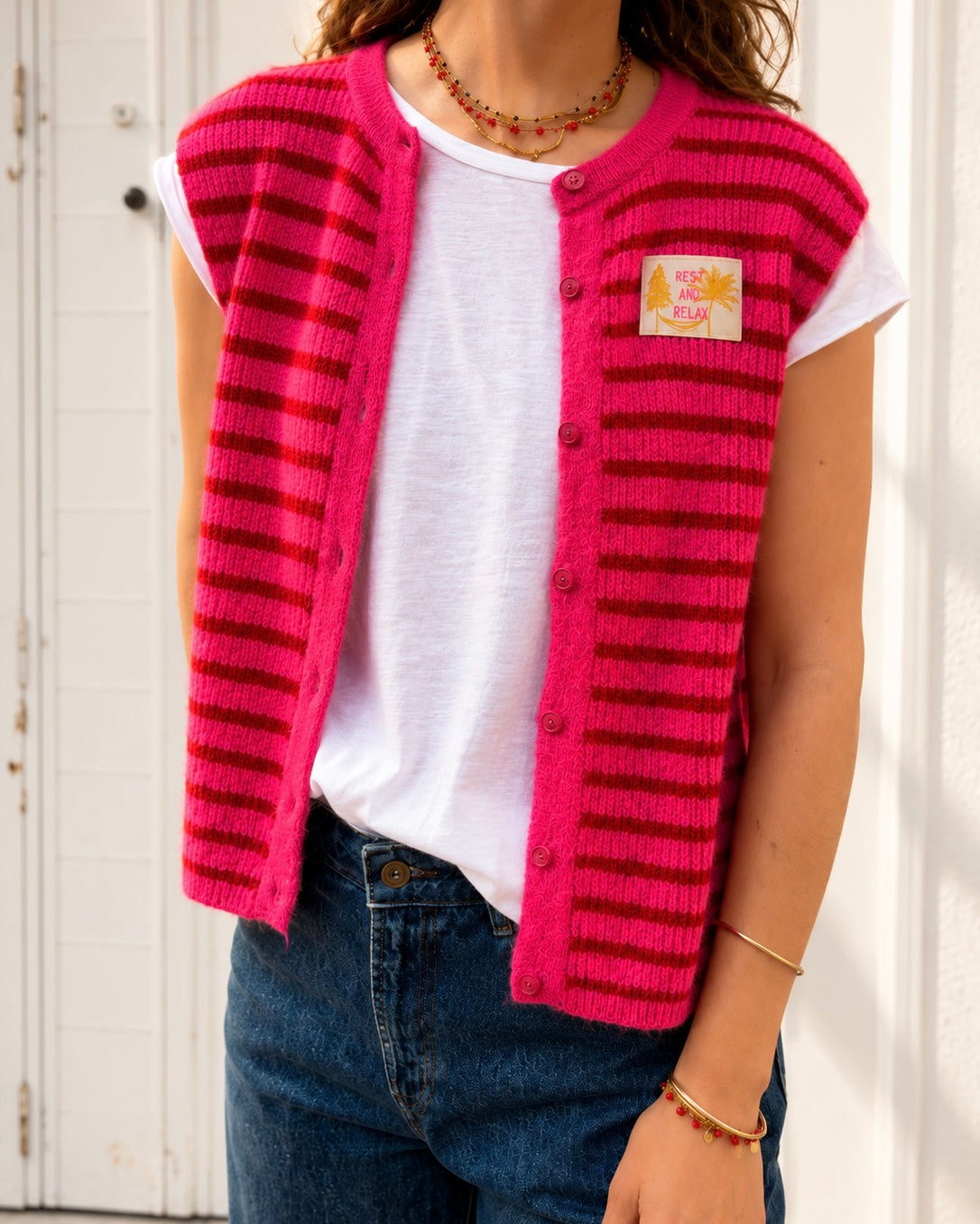 GILET RAYAS ROUGE