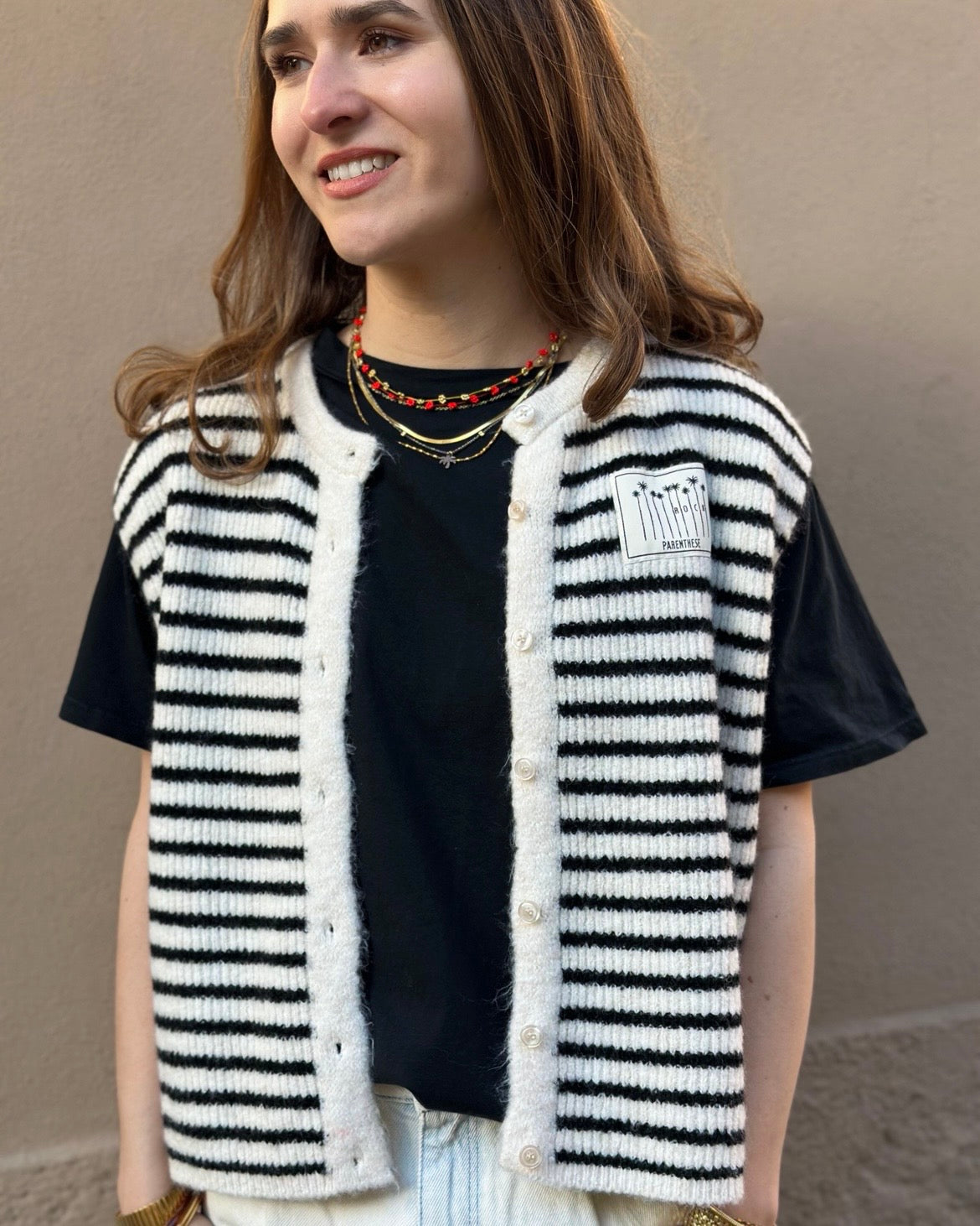 GILET RAYAS BLANC