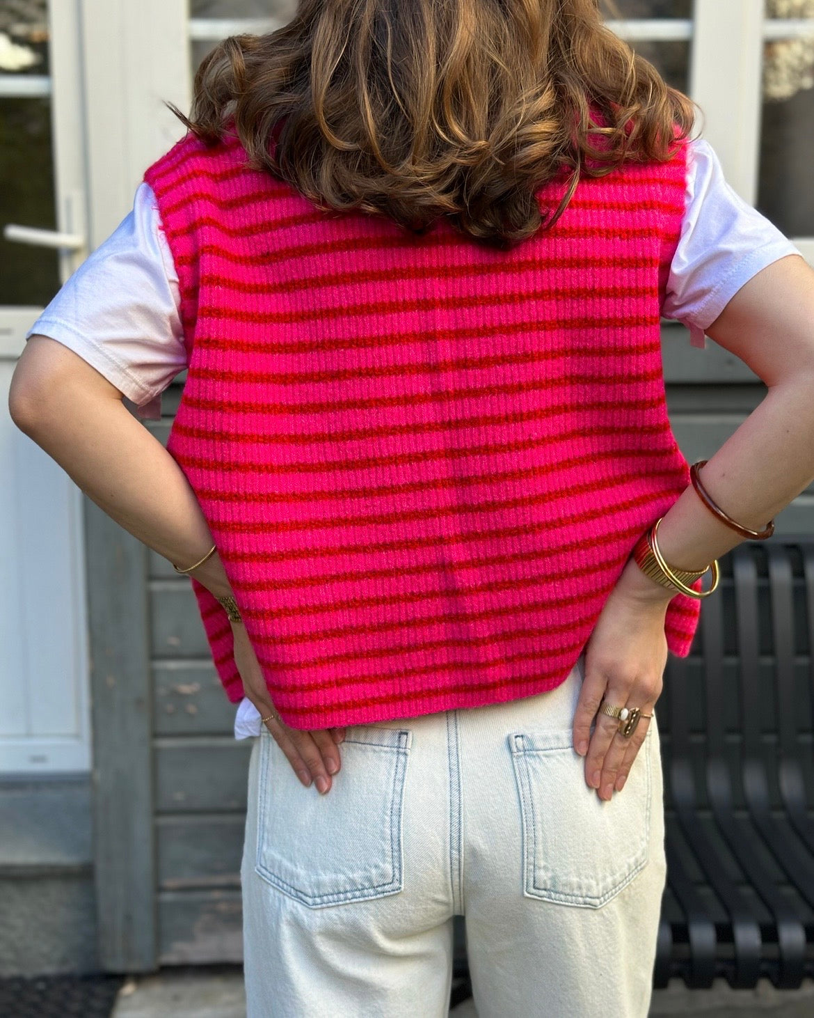 GILET RAYAS ROSE