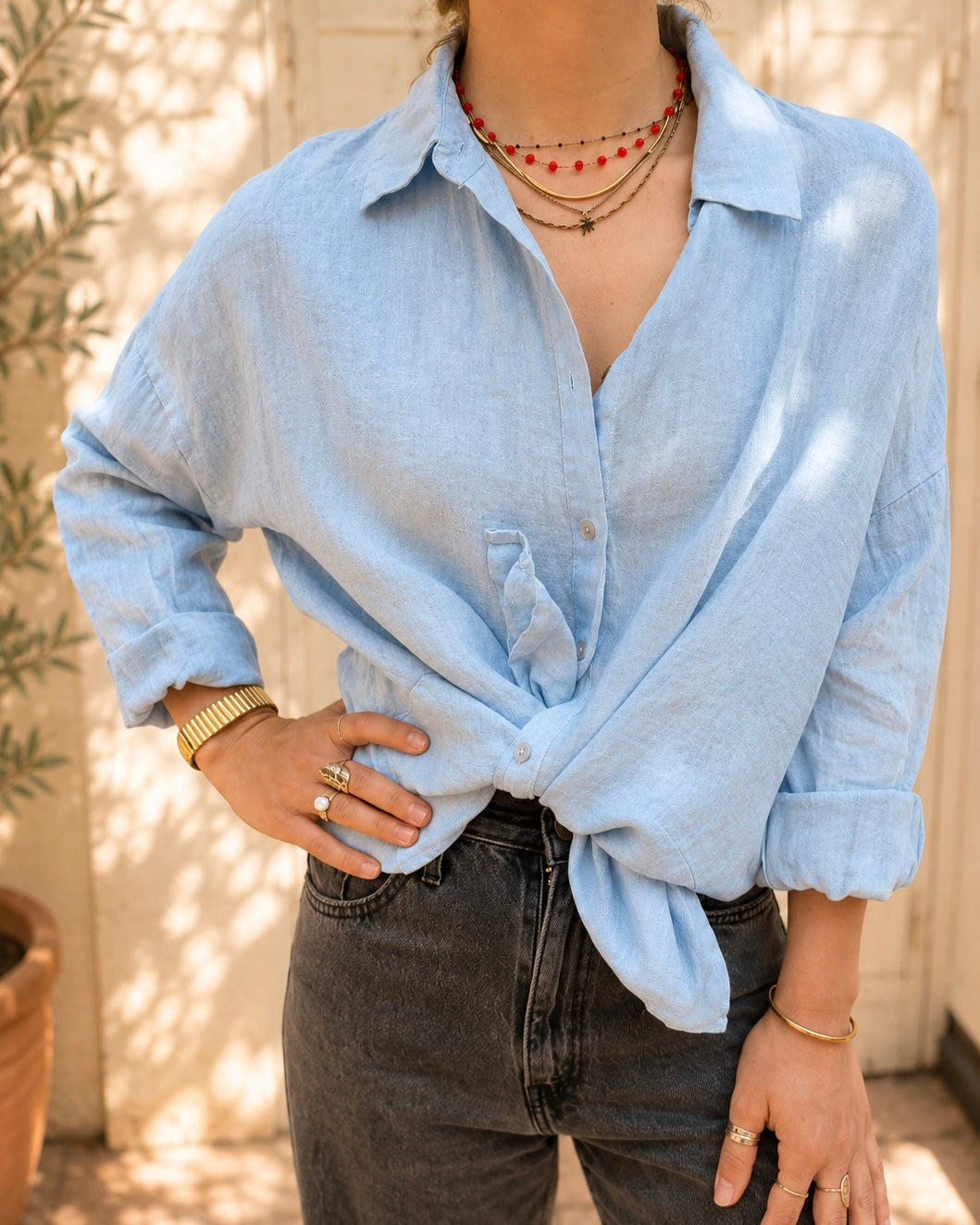 CHEMISE LINA BLEUE