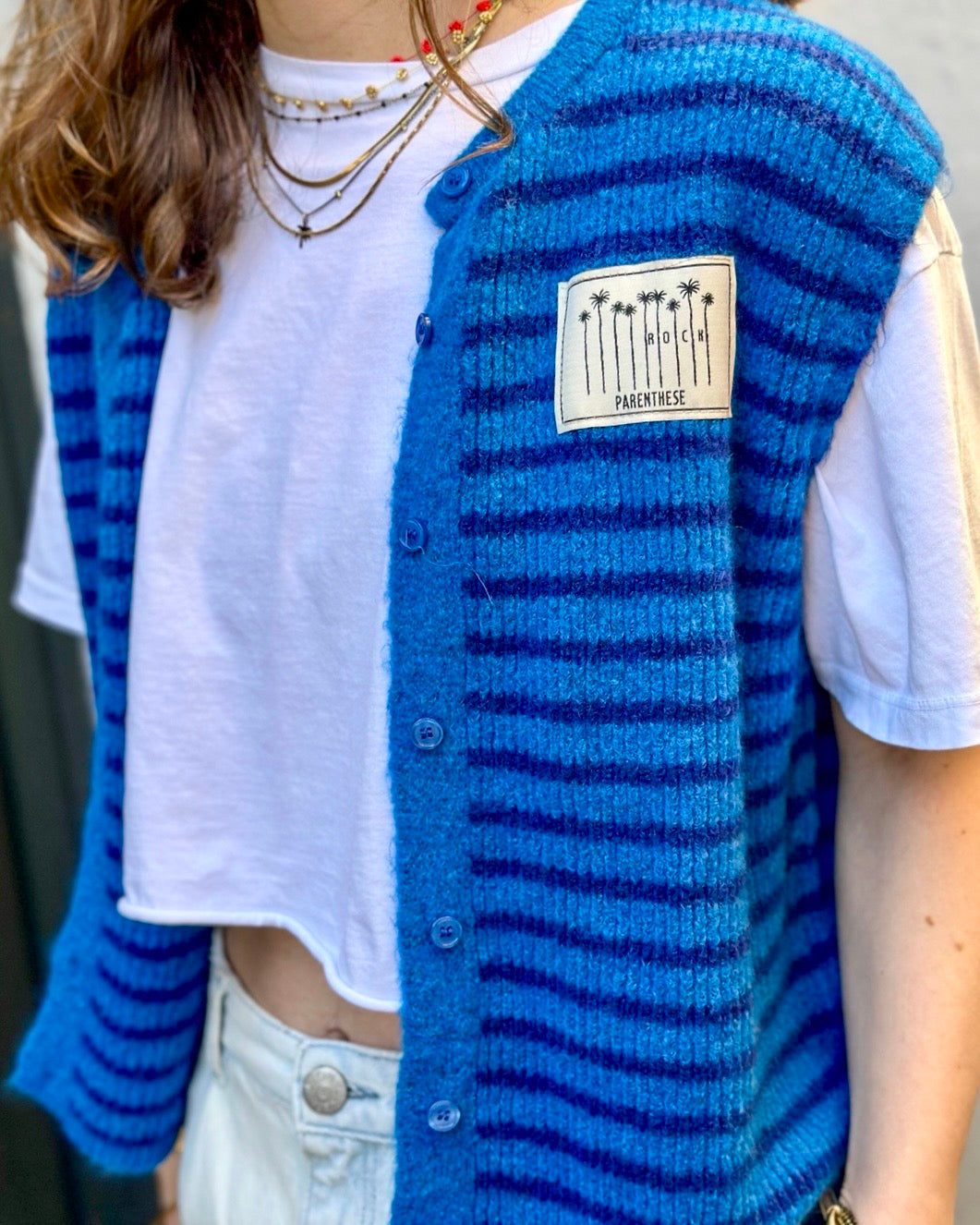 GILET RAYAS BLEU
