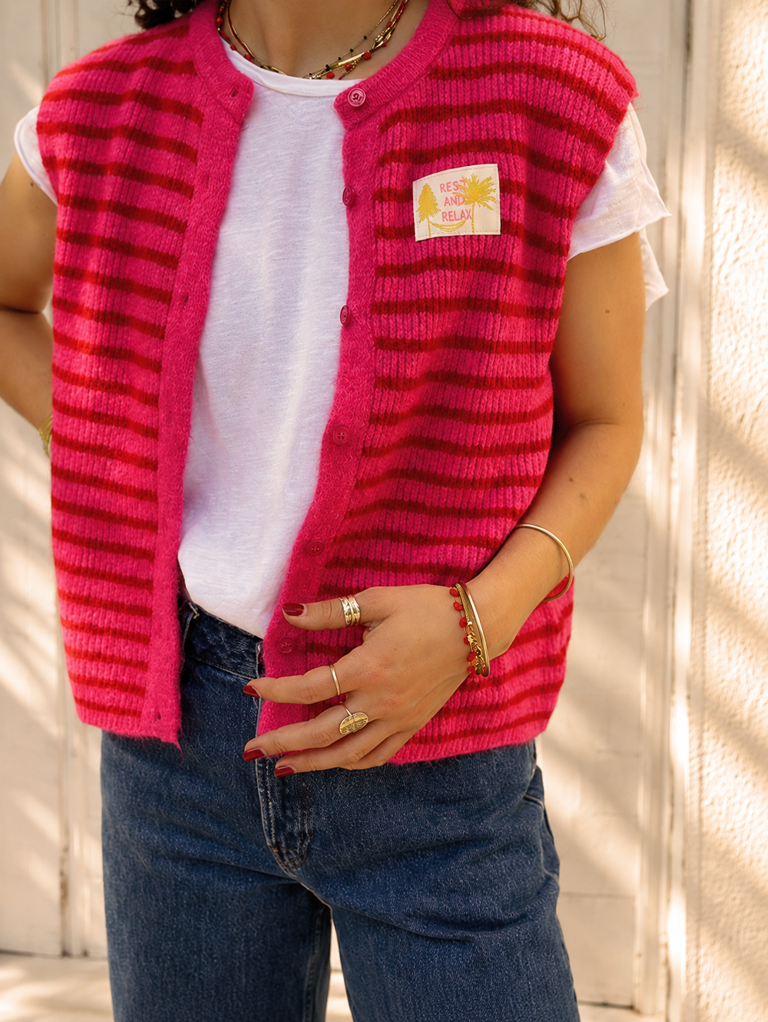 GILET RAYAS ROUGE