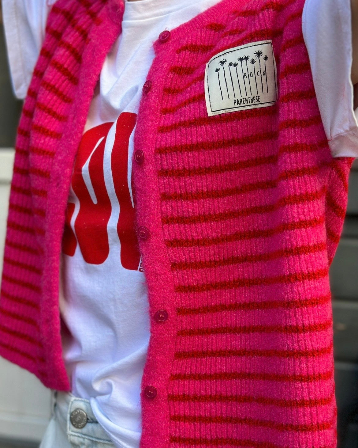 GILET RAYAS ROSE
